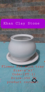 Ceramic flower planter pot with tray