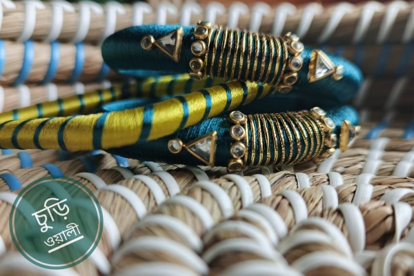 হ্যান্ডমেড সিল্ক-থ্রেড ডিজাইনার চুড়ি সেট (Handmade Silk Thread Designer Bangle Set)